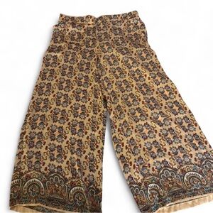 Max Studio Satin Polyester Boho Wide Leg Paisley Pant Size XL